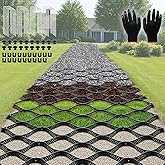Gravel Grid 33ft X 4ft, 2'' Depth Geogrid Ground Grid for Gravel Driveway | 40 Geo Cell Accessories &amp; Gloves, 1900 Lbs/Sq Ft Load Geo Grid for Ground Walkway, Patio, Parking, Slopes,Garden