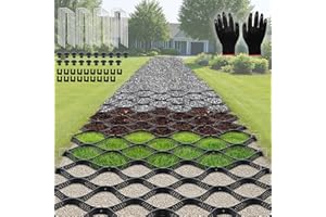 BIOBUBANA Gravel Grid 33ft X 4ft, 2" Thick Gravel Stabilizer Grid for Pavers Base, Geogrid 1900 Lbs/Sq Ft Load with 36 Geocell Accessories & Gloves for Driveway Parking Ground Walkway Dirt Locker Slope