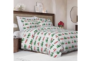 CGK UNLIMITED Christmas Duvet Cover King Size Set - Extra Soft King Duvet Cover with 2 Pillow Shams - Holiday Xmas Bedding with Zipper Closures and Ties - Comfy Breathable Bed Set - 104 x 90, Christmas Tree Truck