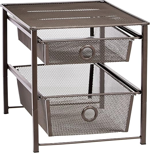 Amazon Com Amazonbasics 2 Tier Sliding Drawers Basket Storage