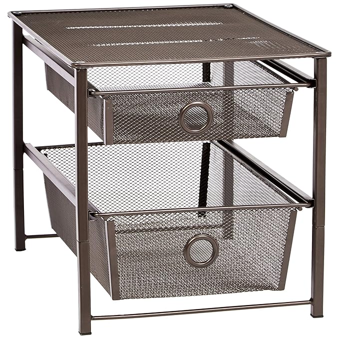 AmazonBasics 2Tier Sliding Drawers Basket Storage Organizer, Bronze Amazon.in Home & Kitchen