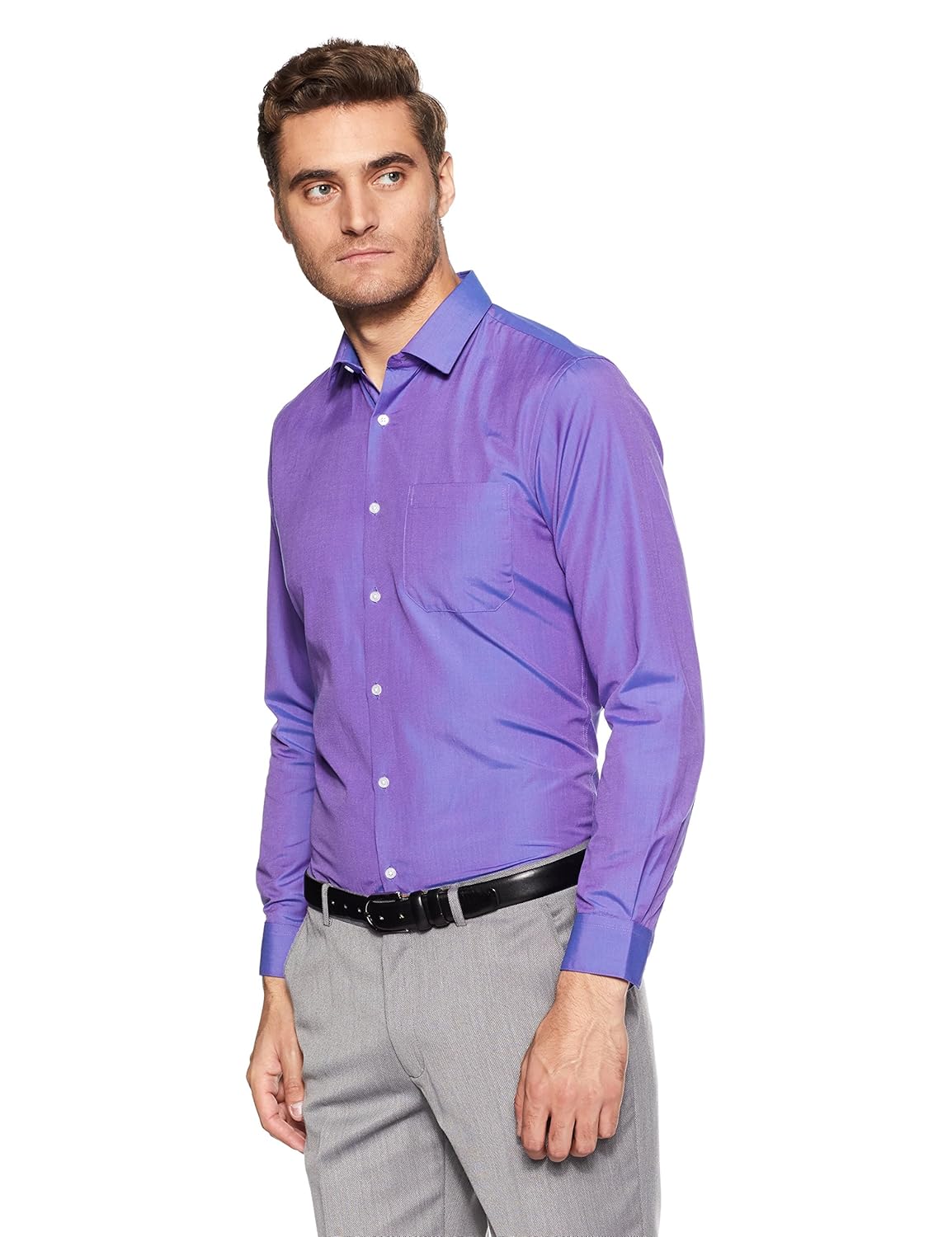 peter england men's solid slim fit formal shirt