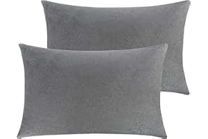 NTBAY 2 Pack Zippered Velvet Queen Pillowcases, Super Soft and Cozy Luxury Fuzzy Flannel Pillow Cases with Zipper, 20x30 Inches, Smoke Grey