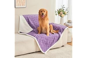 Yaning Checkered Waterproof Blanket for Bed Couch Sofa Car, Fluffy Soft Dog Blanket with 3D Jacquard Grid Pattern, Reversible