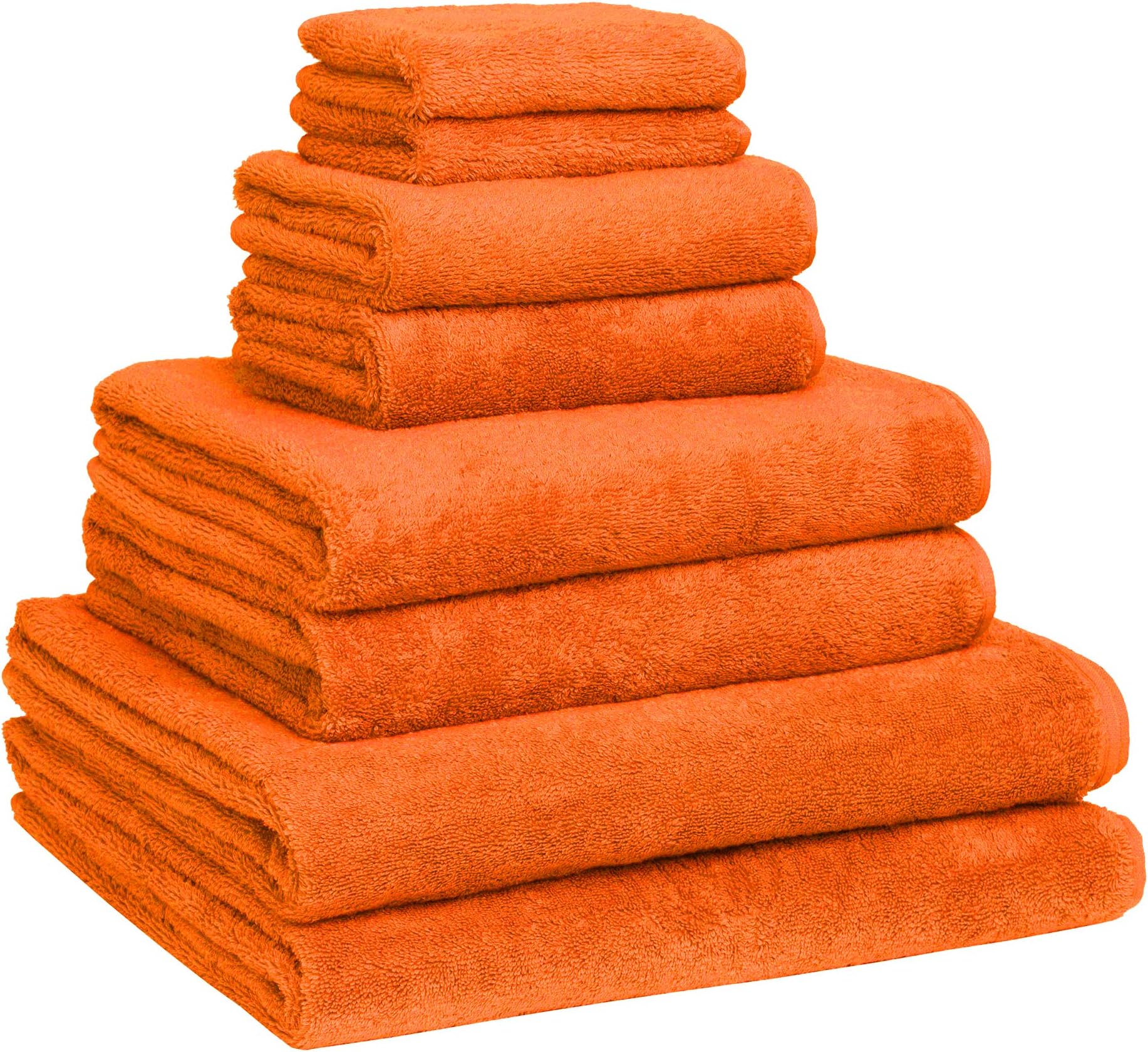 Extra Large Bath Towel Set - Pack of 8 with 4 Bath Towels (76x152 and 60x121) - Orange