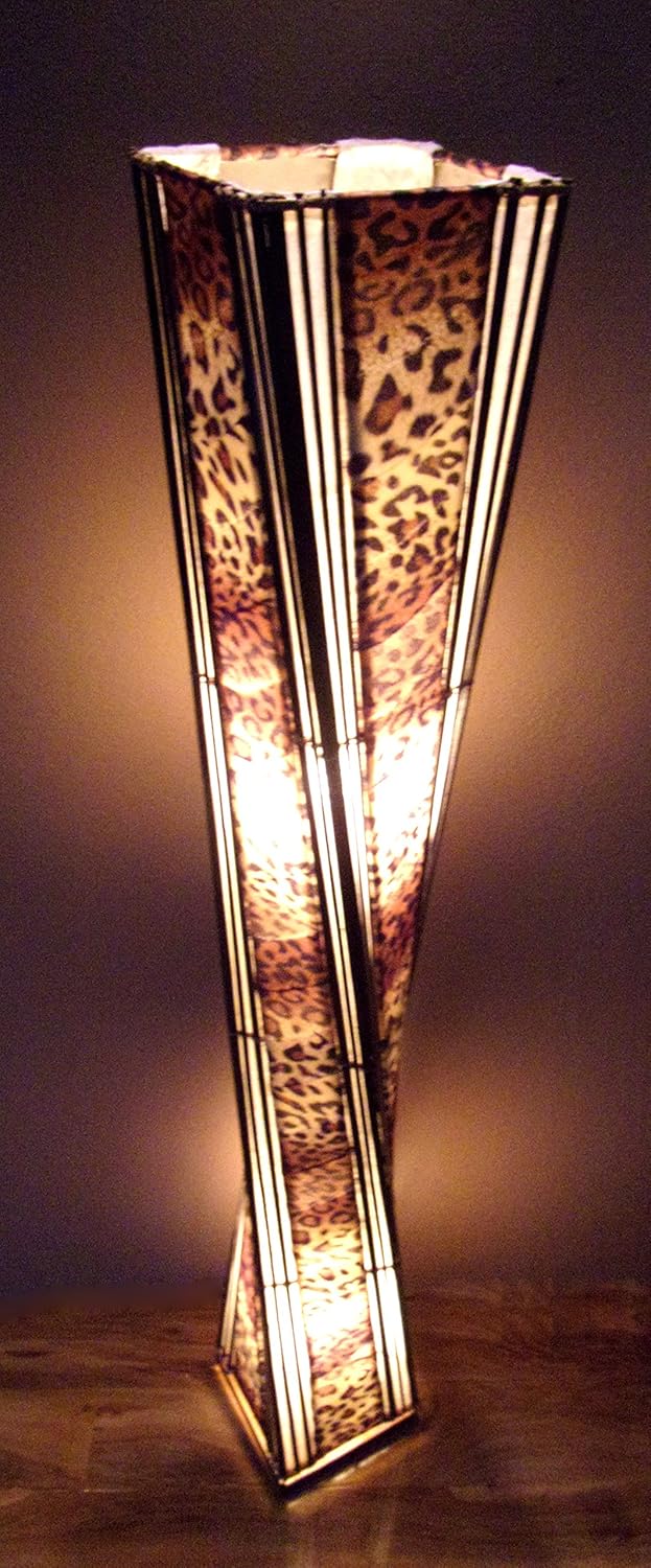 Unusual Leopard Floor Lamp Hand Made Bamboo Tribal Style Bali