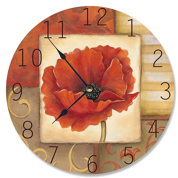 Stupell Home Décor Red Poppy Decorative Vanity Wall Clock, 12 x 0.4 x