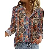 Zeagoo Blouse for Women Dressy Long Sleeve Button Down Shirts Business Casual Outfit Lightweight Solid/Printed Tops