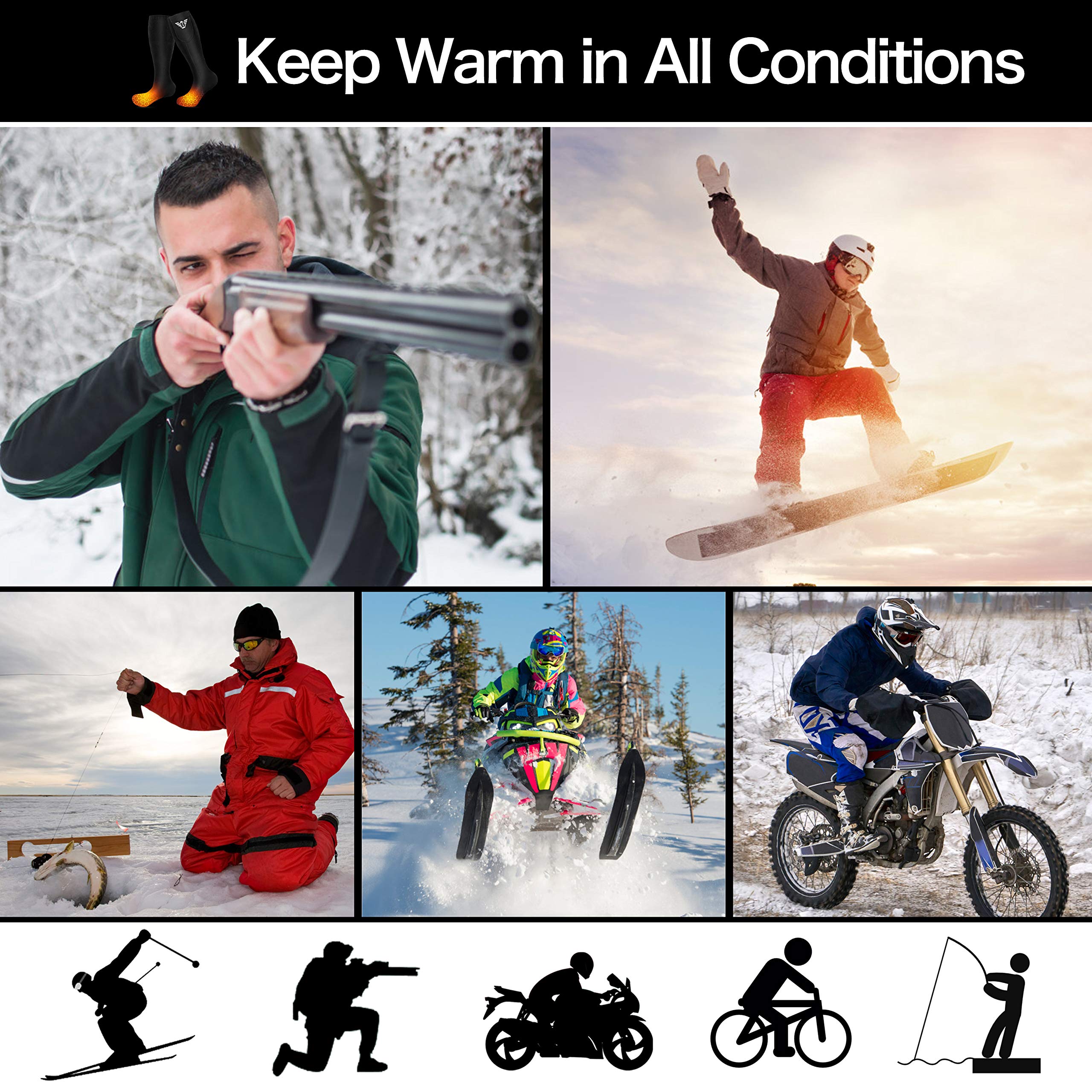 Heated Socks for Men Women - Electric Socks Rechargeable, Thermal Battery Heating Socks Winter Outdoor Motorcycle Golf Hunting Skiing