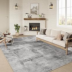 WondRg 5x7 Washable Area Rug Grey Abstract Modern