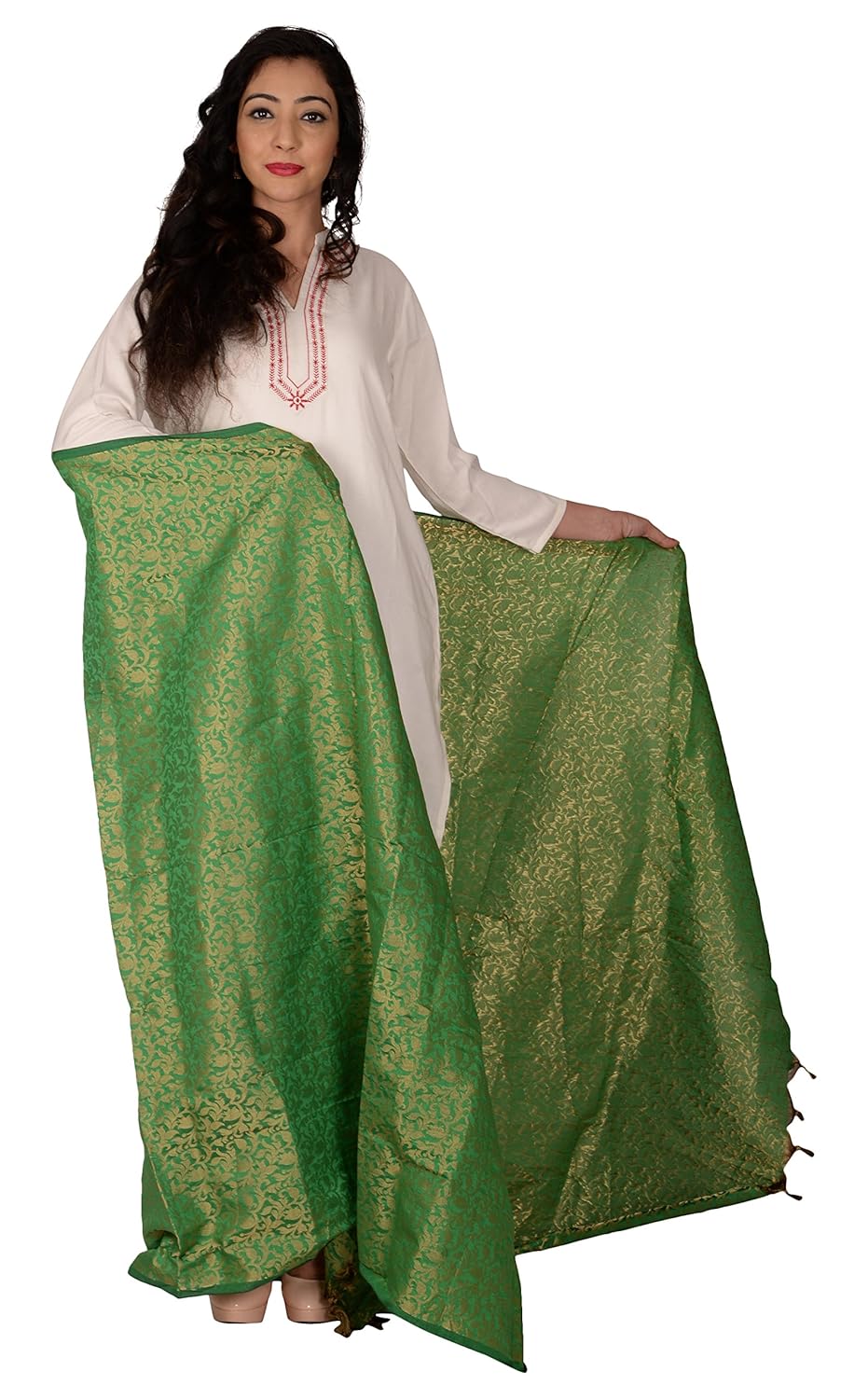 youthquake women's art silk zari woven dupatta/stole