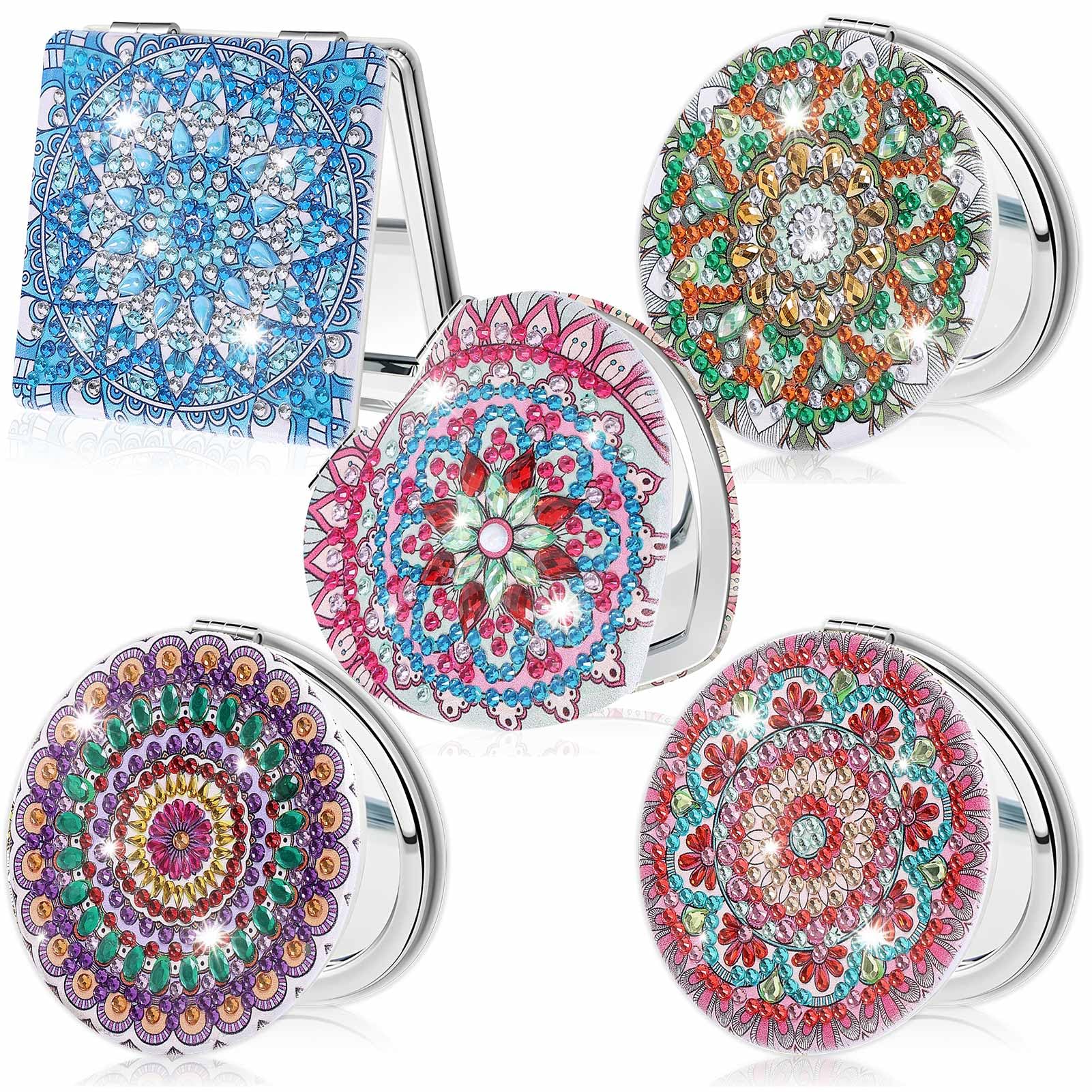 ダイヤモンドアート キット ダイヤモンドペインティング 丸型両面鏡 ダイアモンドアート セット 手芸キット 3Dダイヤモンド キラキラ DIY可能 ダイヤモンド塗装キット大人 子供 初心者 人気 手作り 誕生日 クリスマス プレゼント (両面鏡 赤色) の商品画像