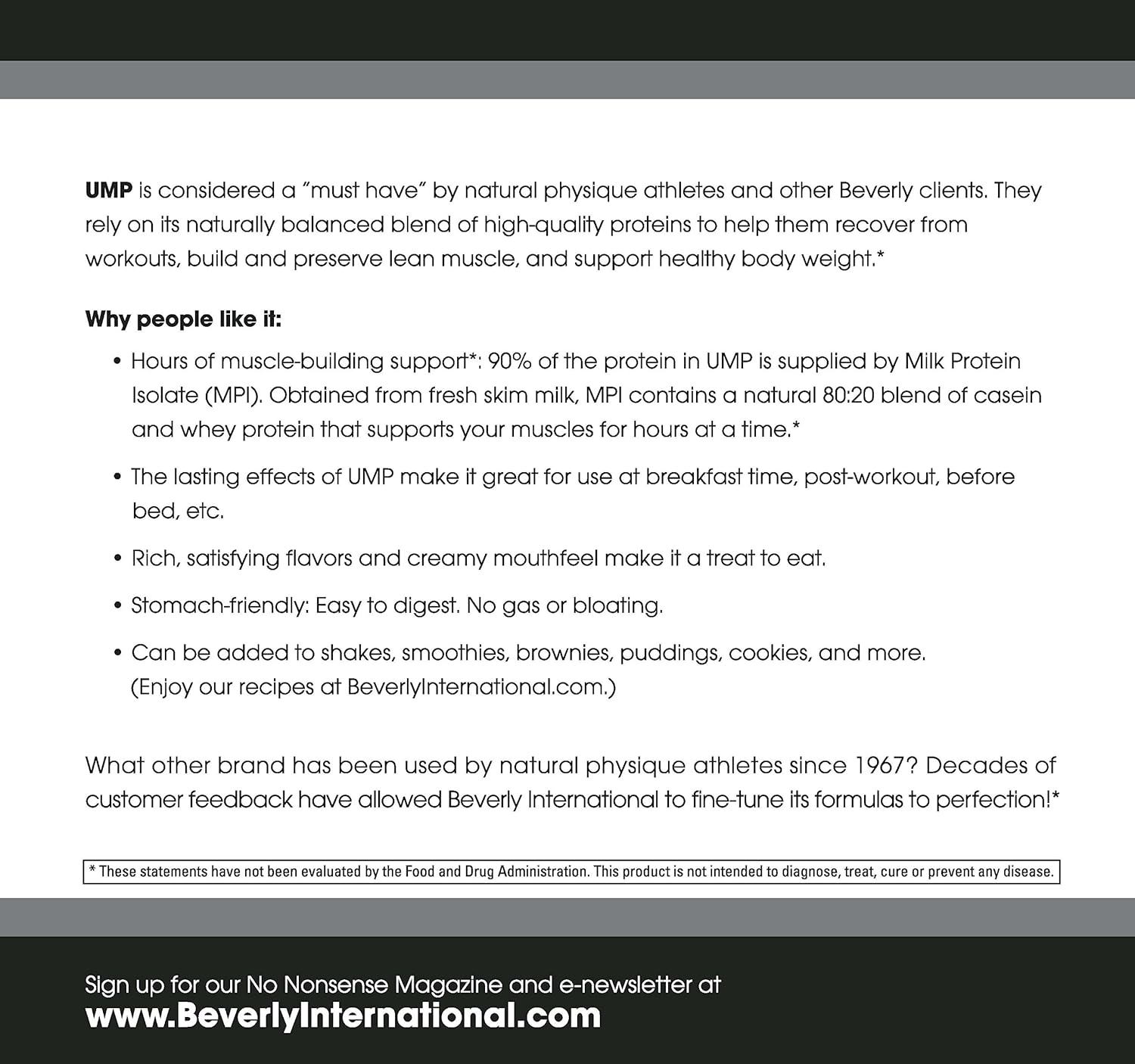 Beverly International UMP Protein Powder 30 servings, Vanilla. Unique whey-casein ratio builds lean muscle and burns fat for hours. Easy to digest. No bloat. (32.8 oz) 2lb .8 oz: Health & Personal Care