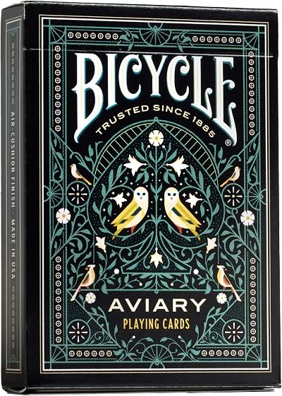 Bicycle Bicycle Aviary Playing Cards Deck Air Cushion Finish Black Green
