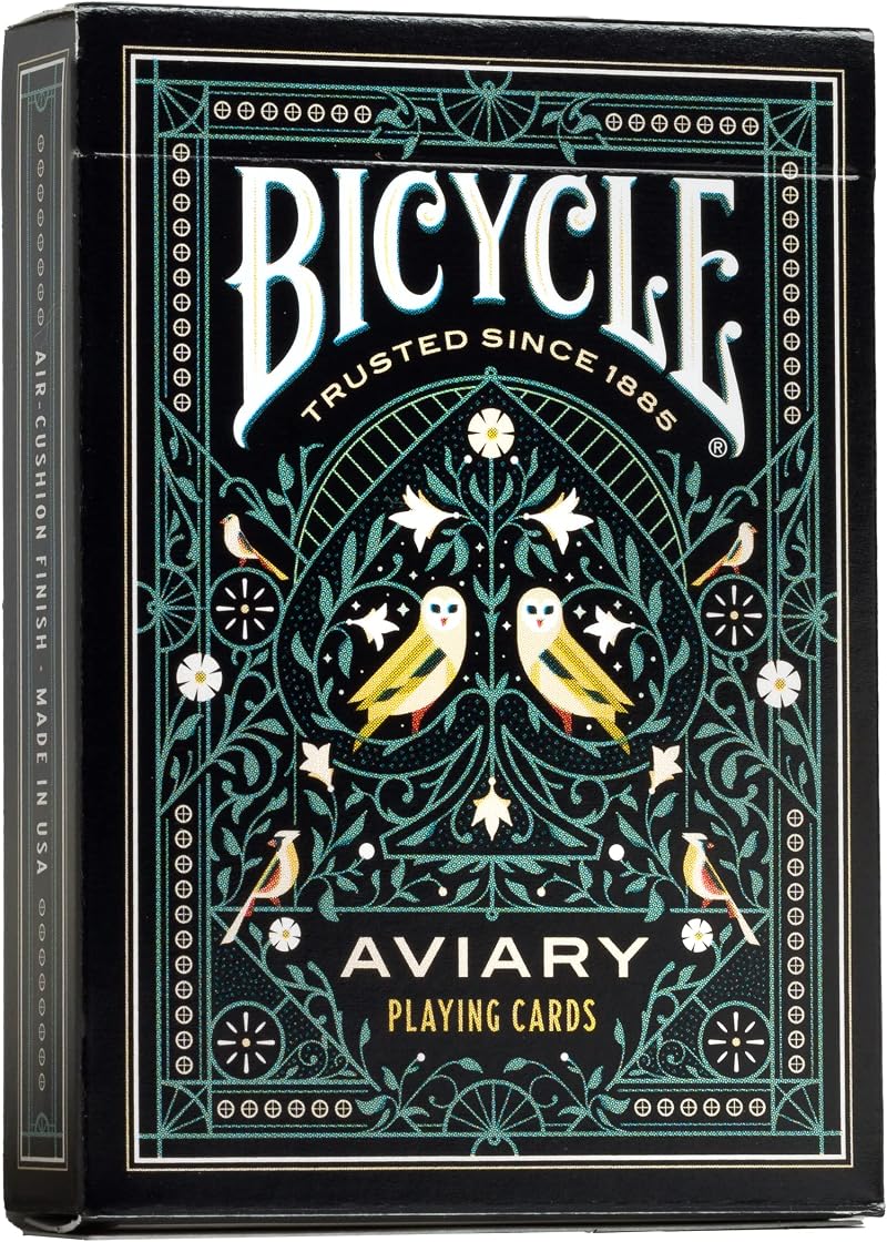 Bicycle Bicycle Aviary Playing Cards Deck Air Cushion Finish Black Green