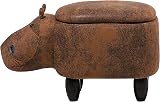Beliani Hippo Stool Brown Faux Leather Storage Solid Wood Kids Furniture view 4