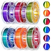 Dynta 3D Printer Filament Bundle, Silk PLA 6x250g Shiny Dual Color 1.75mm | Multicolor Vibrant Silk PLA for FDM 3D Printer, Red-Gold/Blue/Green, Blue-Green/Purple, Yellow for Arts &amp; Crafts