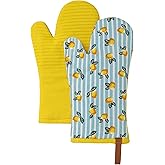 Folkulture Oven Mitts Heat Resistant 12"x 5.5" | Silicone Oven Mitts |100% Cotton Oven Mits/Glove Set | Cute Mitts, Kitchen Oven Mitt Set, Silicon Oven Gloves Heat Resistant | Kitchen Cooking Gloves