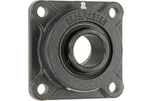 Sealmaster SF-39 Standard Duty Flange Unit, 4 Bolt, Regreasable, Felt Seals, Setscrew Locking Collar, Cast Iron Housing, 2-7/16" Bore, 6-7/8" Overall Length, 5-5/8" Bolt Hole Spacing Width, 13/16" Flange Height, ±2 Degrees Misalignment Angle