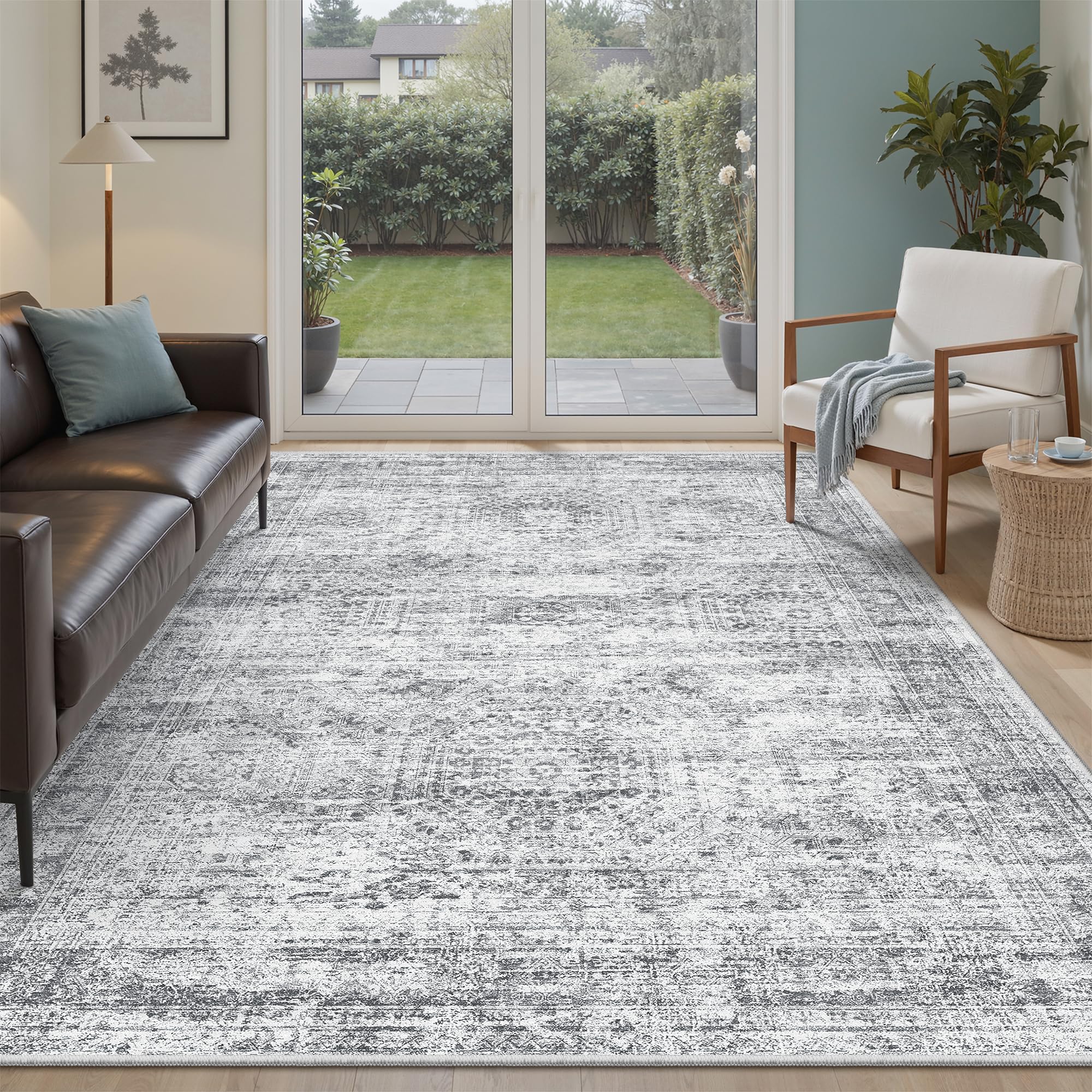 Photo 1 of Soalmost 6x9 Area Rug for Living Room Washable 6x9 Gray Rug Non-Slip Modern Rugs for Bedroom Dinning Room Ultra-Thin Indoor Grey Rug