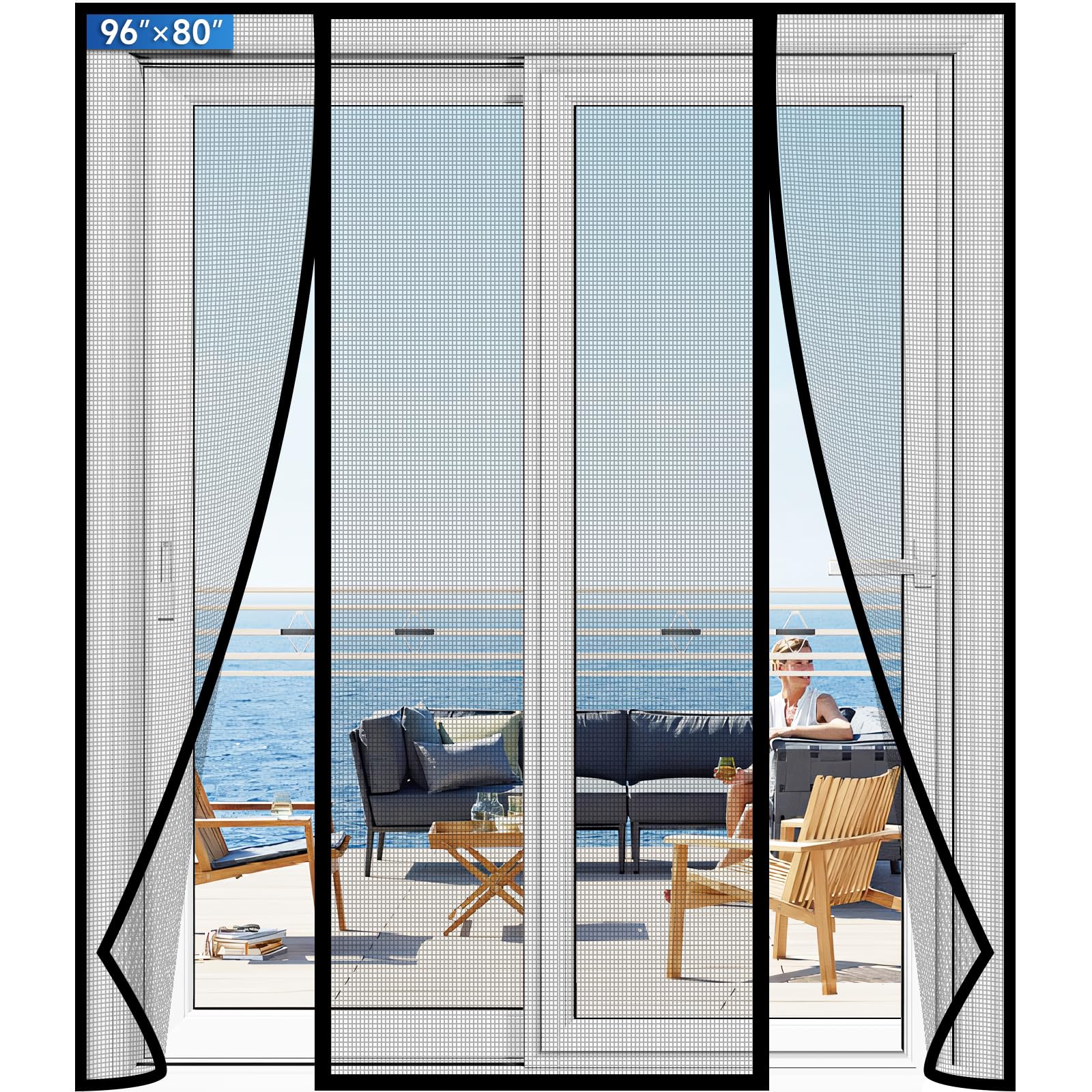 Photo 1 of LONGEAS Magnetic Screen Door Upgraded PET Mesh Stronger Than Fiberglass and Polyester,Hands Free,Keeps Bugs Out,Pet & Kid Friendly,Suitable for Sliding Door,Large Patio Door and French Door-96''x80''