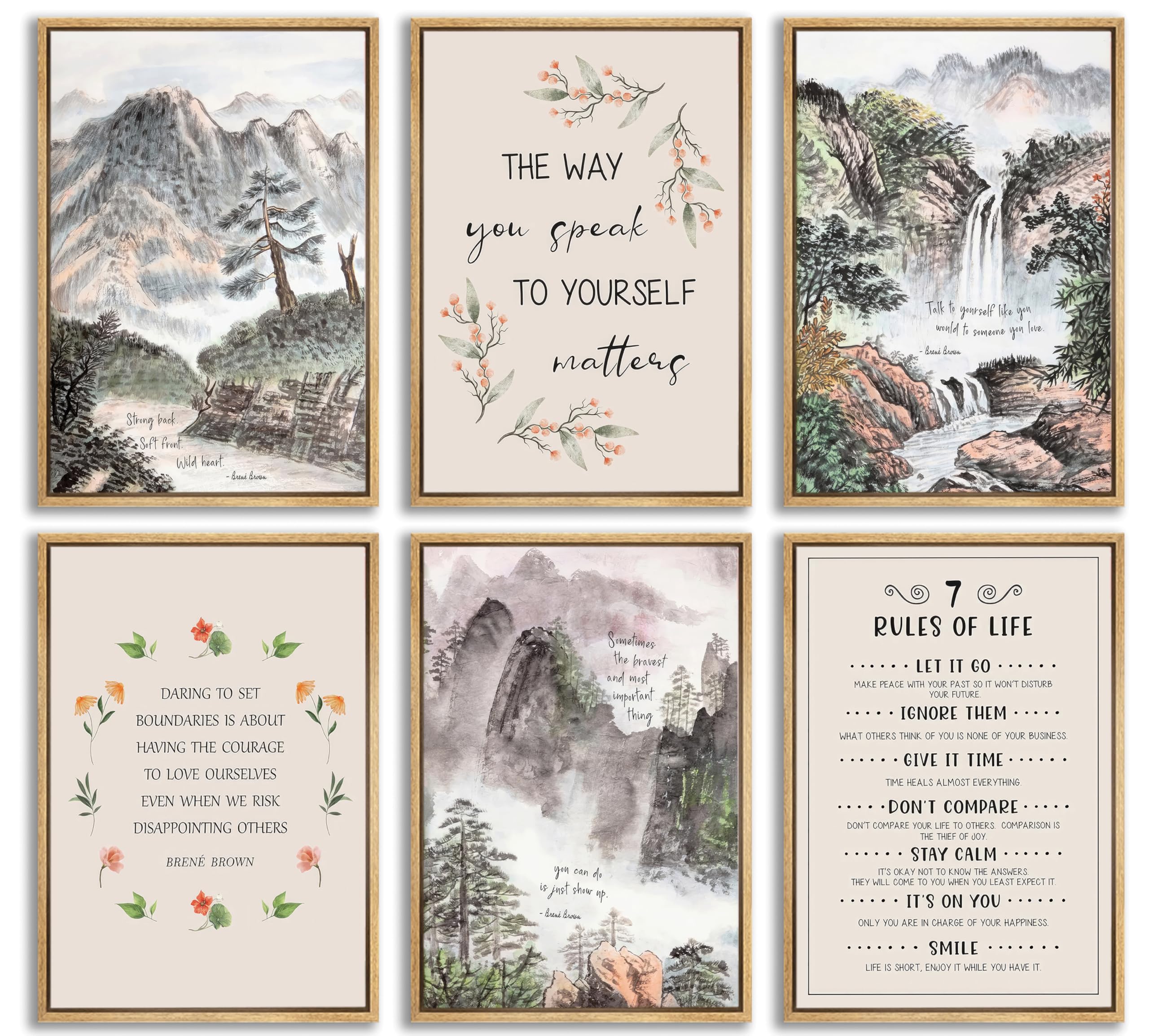 Photo 1 of 6Pcs Mental Health Wall Art Inspirational Positive Therapy Office Paintings Pictures Wall Decor Landscape Abstract Poster Prints Artwork For Home Counseling Office Decor 8x10Inch Unframed