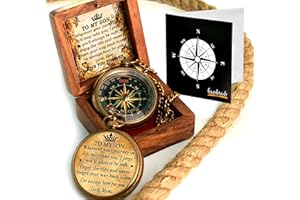 TA DIZAYN to My Son Compass with Wooden Box-Mom to Son Compass–Father to Son Gifts- to My Grandson -Graduation Day Gifts for Son-Birthday, Baptism, Graduation, Confirmation, Communion Compass for Women Men