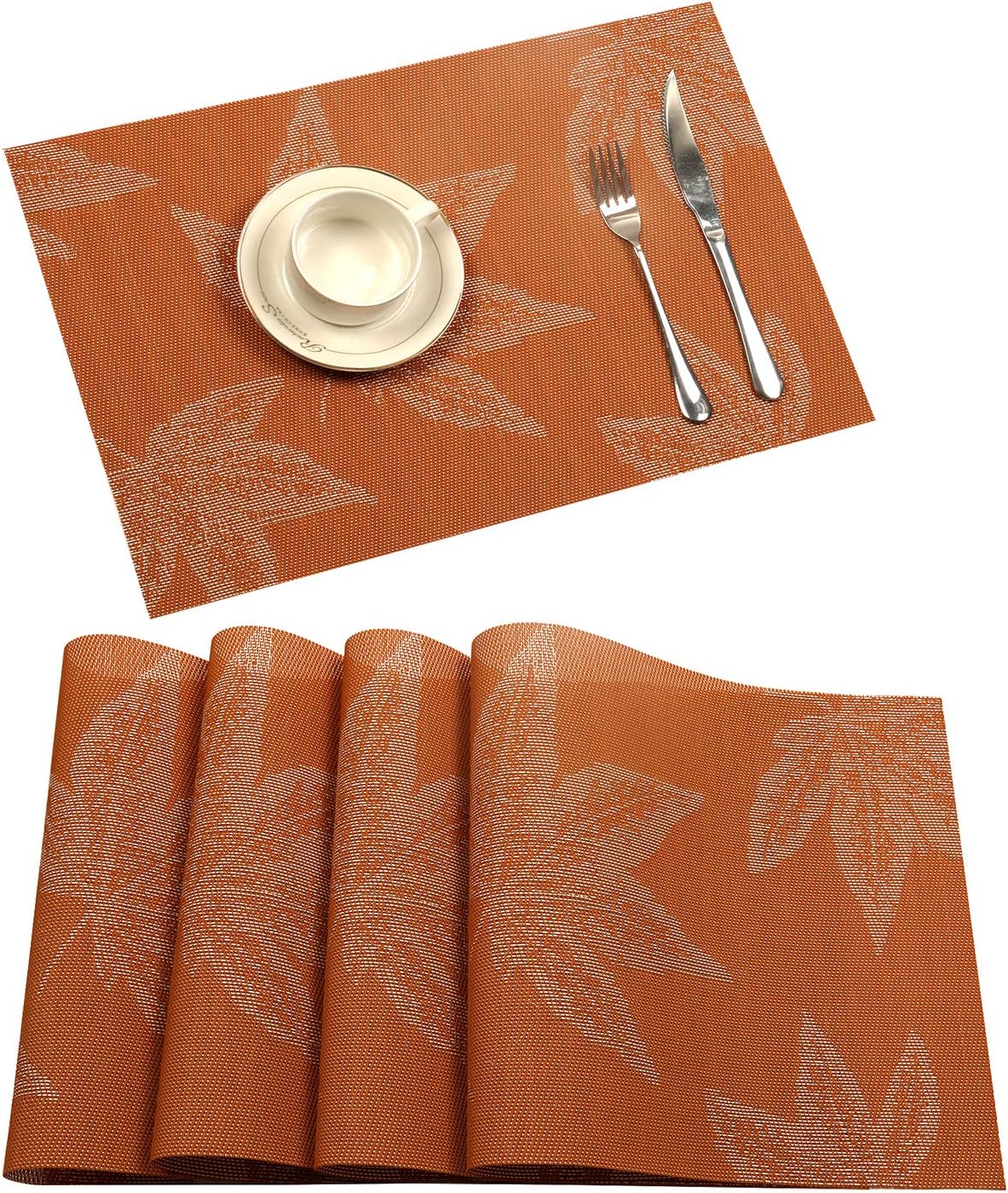 U'Artlines Placemat, Crossweave Woven Vinyl Non-Slip Insulation Placemat Washable Table Mats (Grey, 4pcs placemats): Home & Kitchen