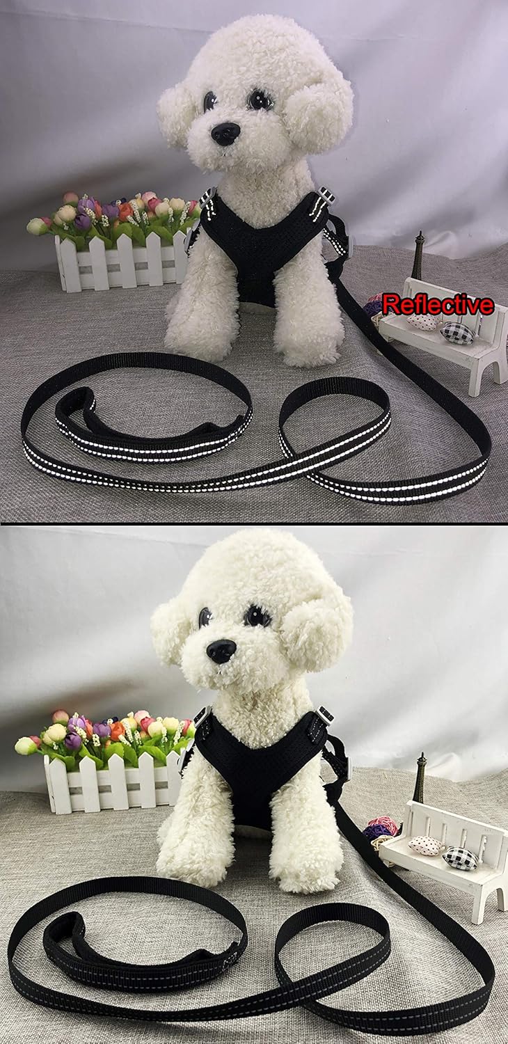 Newtensina Mesh Dog Harness Breathable Puppy Harness with Polyester Reflective Webbing - Black - S - Image 3
