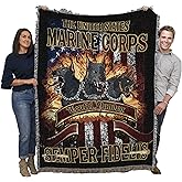 Pure Country Weavers US Marine Corps - The Devil Dog Semper Fidelis Blanket - Gift Military Tapestry Throw Woven from Cotton - Made in The USA (72x54)