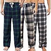 U2SKIIN 3 Pack Mens Fleece Pajama Pants, Warm Plaid Lounge Pj Bottoms for Men with Pockets Soft