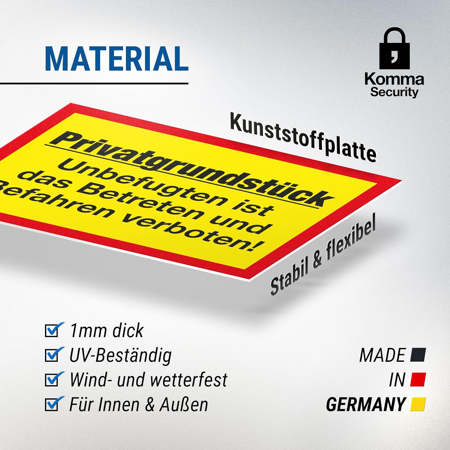 Privatgrundstück Hinweisschild Grundstück gelb-rot, 30 x 20cm