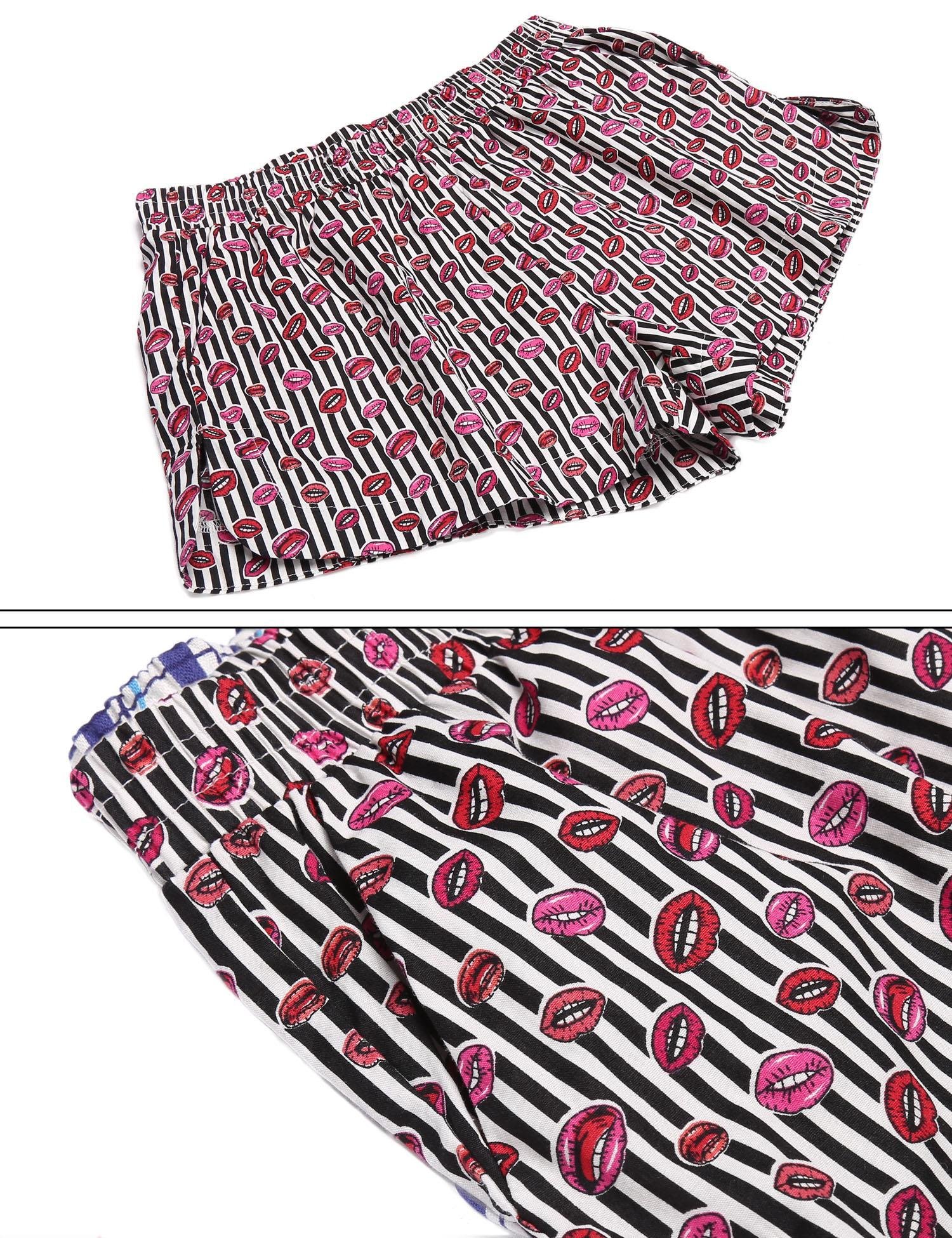 Ekouaer Womens 2 Piece Pajama Set Short Sleeve Crop Top and Print Pj Shorts (Gray and Striped, XL)