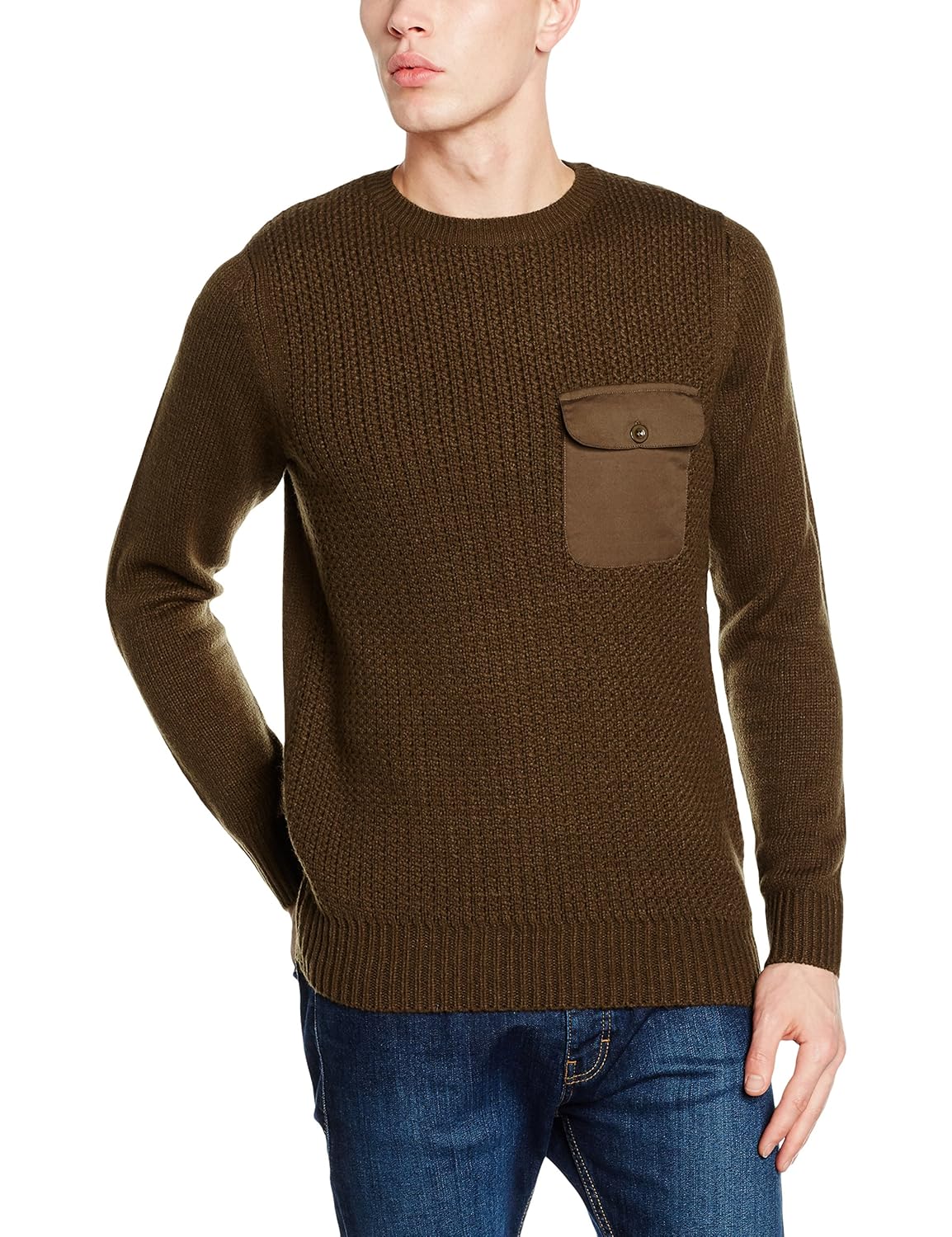 New Look Men's Woven Crew Neck Jumper Amazon.co.uk Clothing