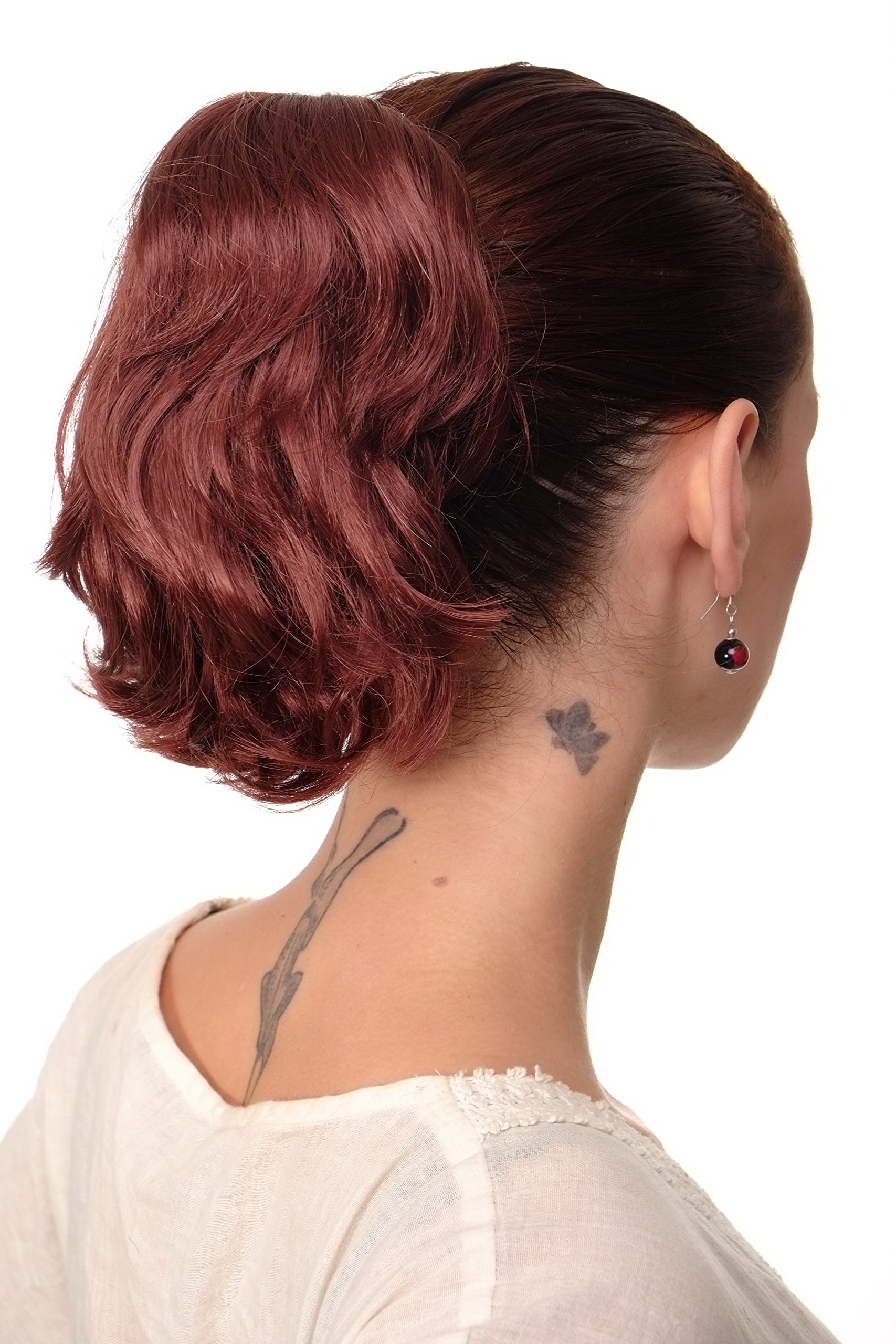 WIG ME UP - T6545-35 Ponytail Hairpiece extension short wild look dark copper red brown 10inch