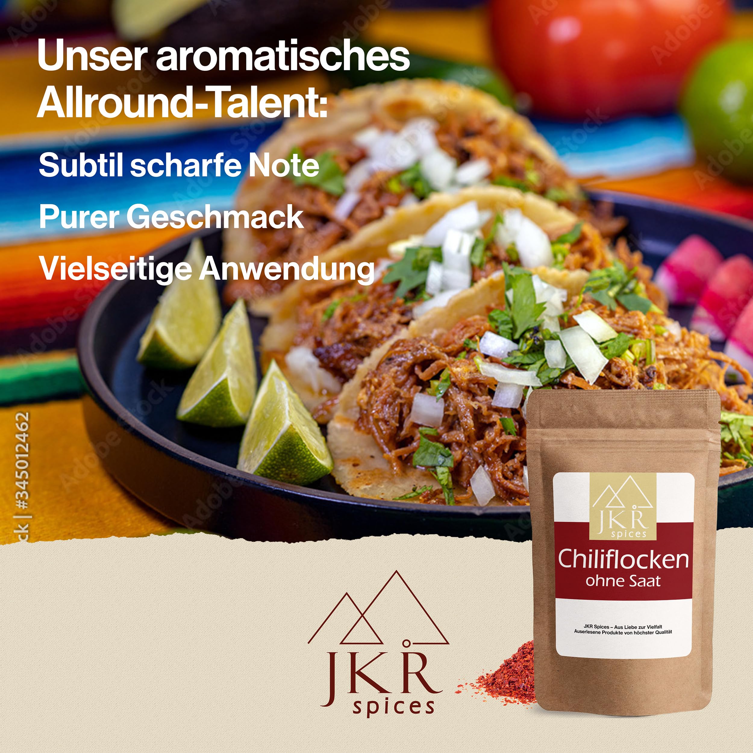 JKR Spices Chiliflocken ohne Saat 200g | Chili Flocken ohne Kerne | Chili Flakes im wiederverschließbaren CO² neutralem Beutel | Chili geschrotet mild | Chilli Flocken 3