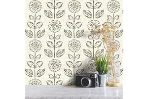 Wudnaye Floral Peel and Stick Wallpaper Vintage Tulip Floral Wallpaper 17.7in×118.1in Flower Farmhouse Contact Paper Peel and Stick Neutral Self Adhesive Removable Vinyl Wall Paper for Kitchen Bedroom