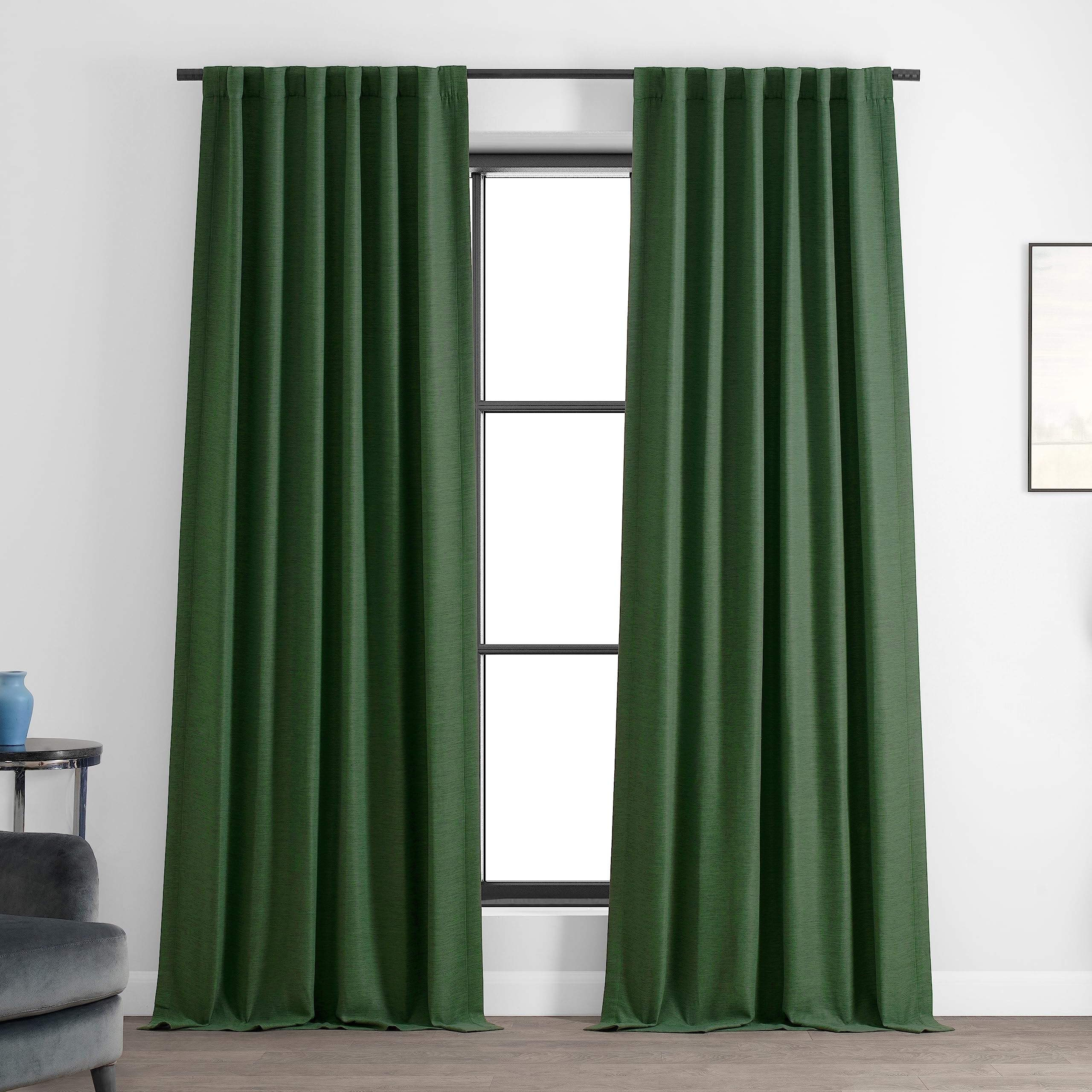 HPD Half Price Drapes Bellino Room Darkening Curtains 96 Inches Long Curtains for Bedroom & Living Room (1 Panel), 50W x 96L, Pine Forest Green — image 1