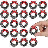 DECHOUS 20Pcs Mini Christmas Wreaths: 1.6 Inch Artificial Miniature Dollhouse Wreaths with Bow Christmas Tree Hanging Ornaments for Crafts Dollhouse Decoration