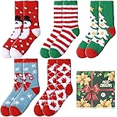 TENYSAF Womens Fuzzy Christmas Socks: Fluffy Funny Holiday Socks for Women -Warm Soft Cozy Xmas Socks for Family Friends Gift