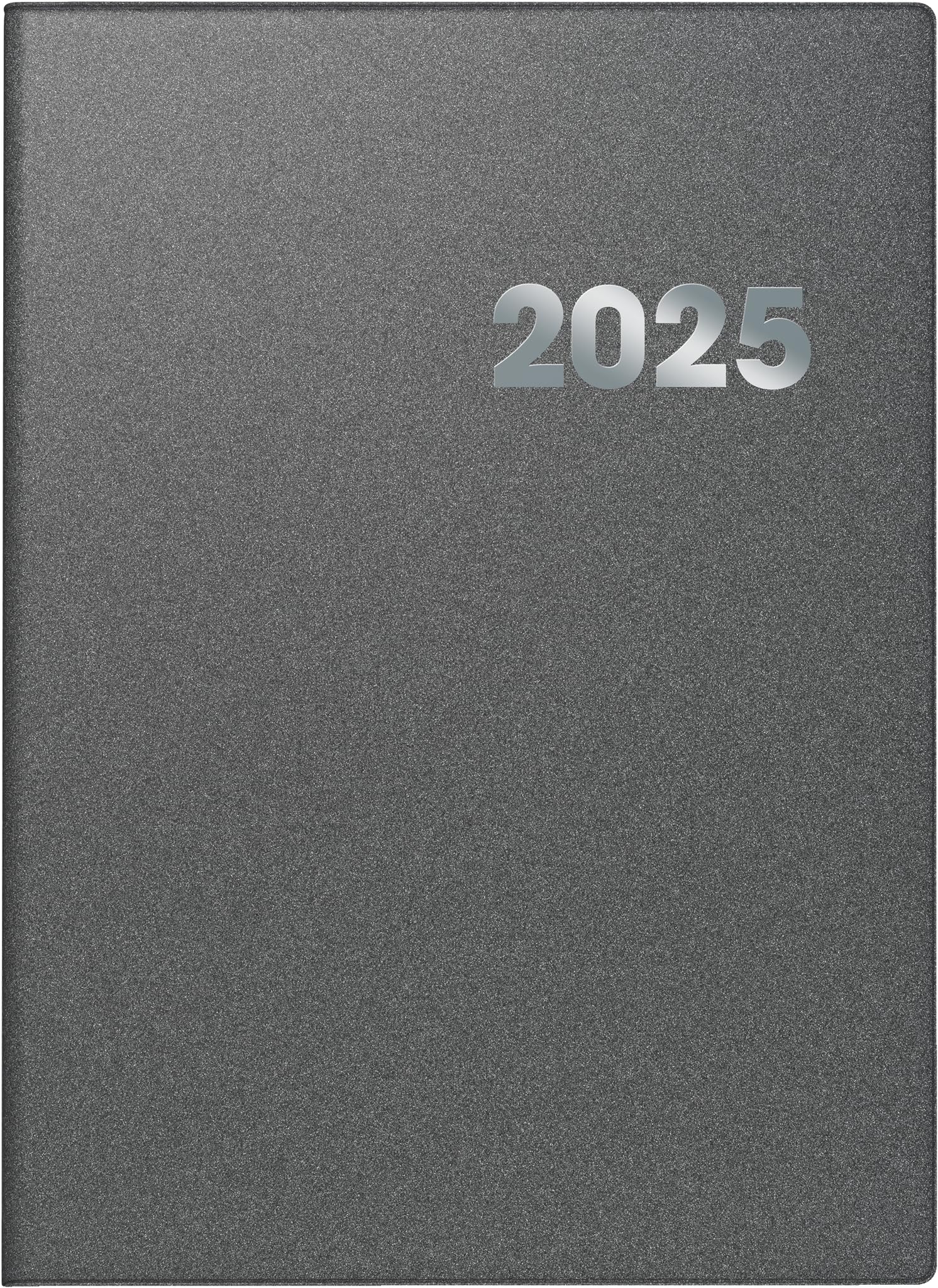 BRUNNEN Book Calendar Model 789 (2025), 1 Page = 1 Day, A4, 384 Pages, Plastic Cover Reflection, Grey
