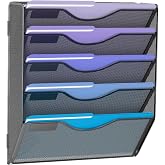 Gawerk 5 Tier Hanging Wall File Organizer, Mesh Mail Paper Orgnization Hanging File Folder Holder for Home Office, Black