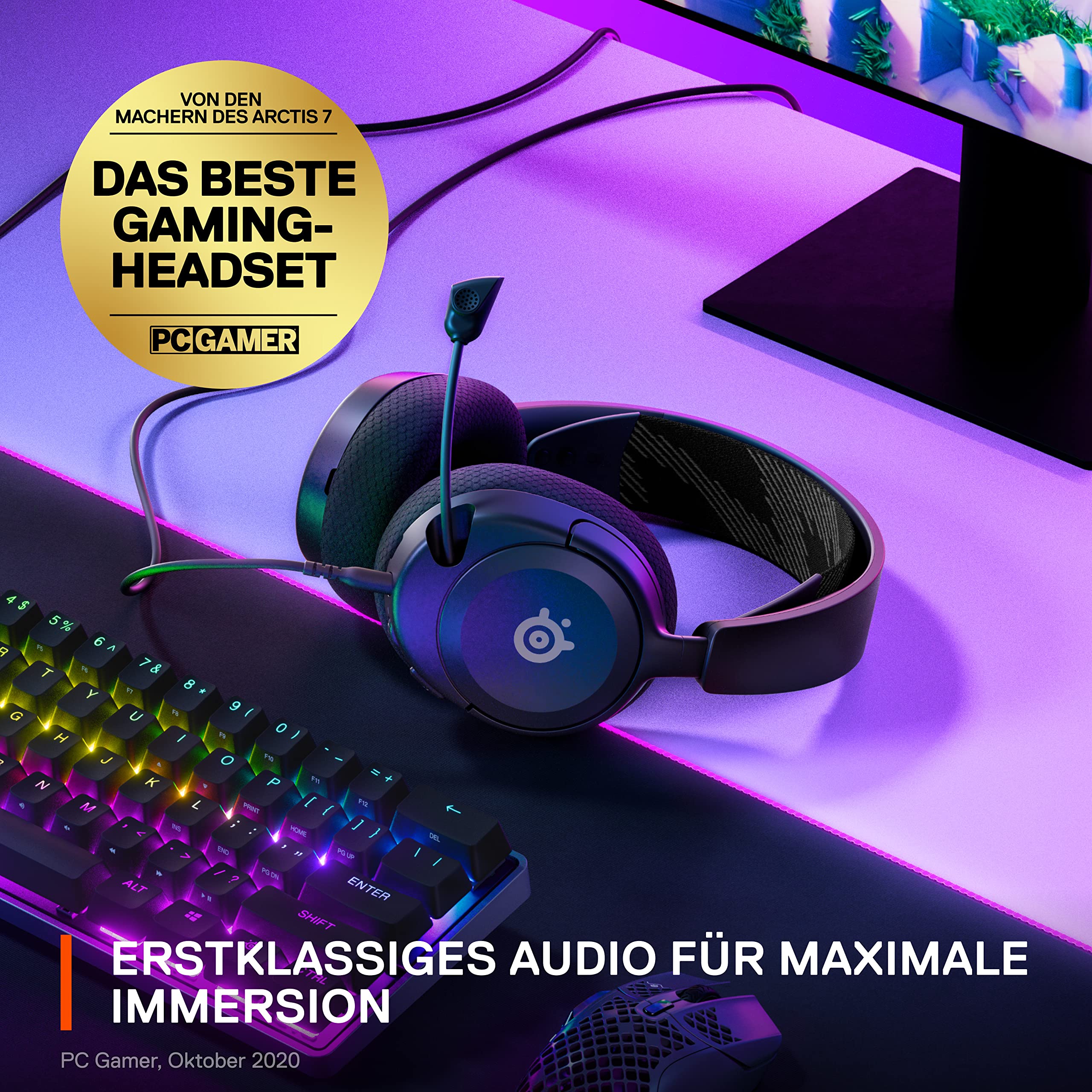 SteelSeries Arctis Nova 1 - Multi-System Gaming-Headset – Hi-Fi-Treiber – 360° Surround-Sound – AirWeave Memory Foam-Ohrpolster – Mikrofon mit Geräuschunterdrückung – PC, PS5, Xbox -Schwarz 5