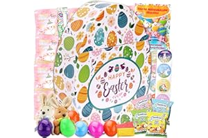 SARAH'S CANDY FACTORY Easter Snack Egg Shape Box (38 Count) Filled with Candy, Marshmallow Gummies, Treats and Plush Easter Bunny, Great Package for Family, Friends, Kids, Boys and Girls