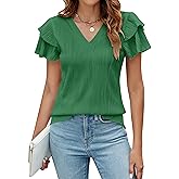 Blooming Jelly Women Dressy Casual Tops Summer Short Sleeve Shirts Trendy Fashion Blouse Business Outfits 2024