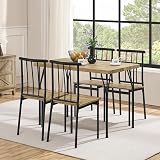 Yaheetech 4-Piece Dining Set Table 110x70 cm Brown with 4 Chairs view 2