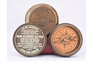 ROYALMART Husband Gifts to My Husband Compass I Love You, Brass Compass Engraved Gifts for Men, Bronze for Men, Romantic Gifts for Him/Her, Keepsake Gifts for Husband