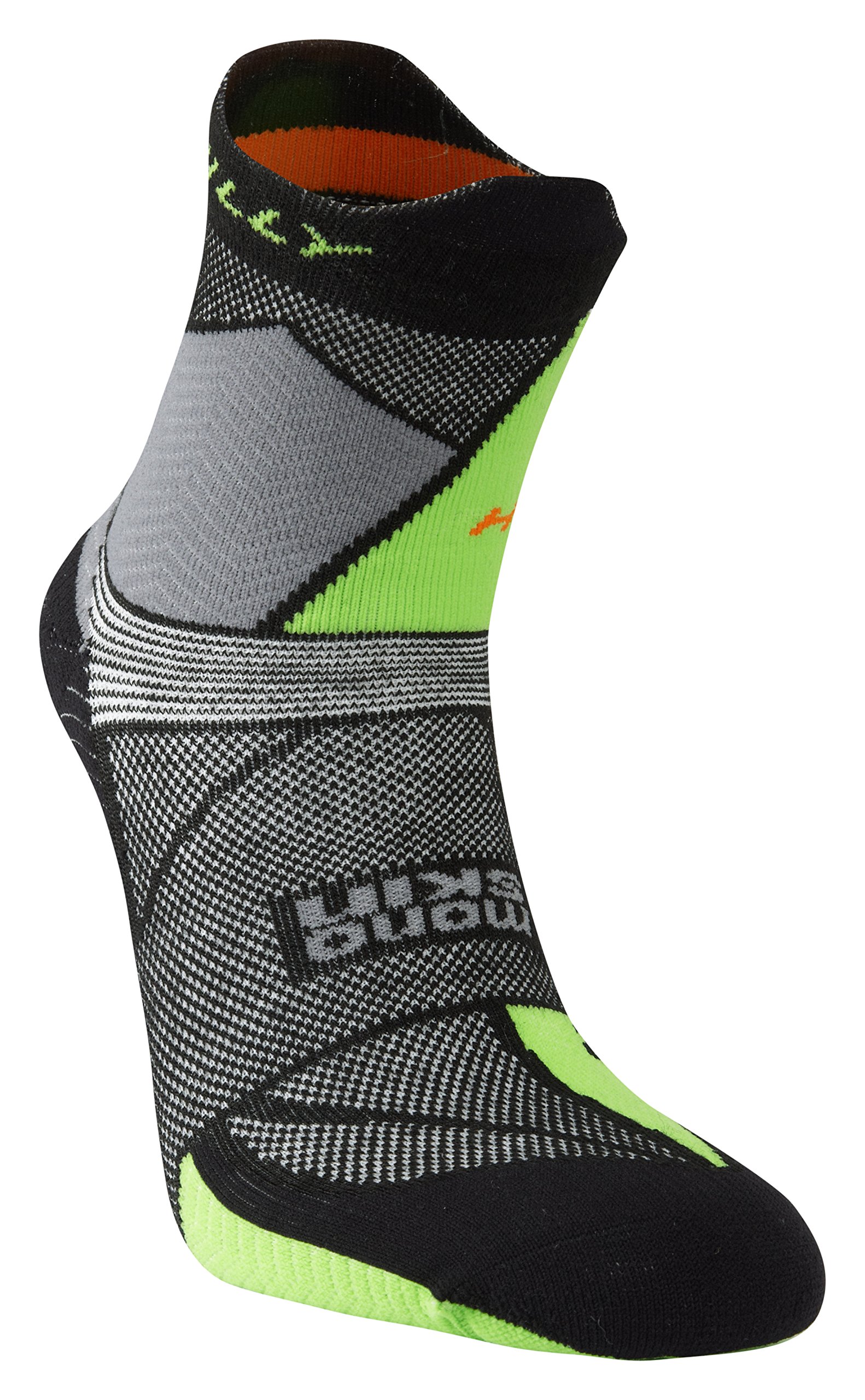 Hilly ,Ultra Marathon Fresh Socks - Black/Grey/Lime Green, M