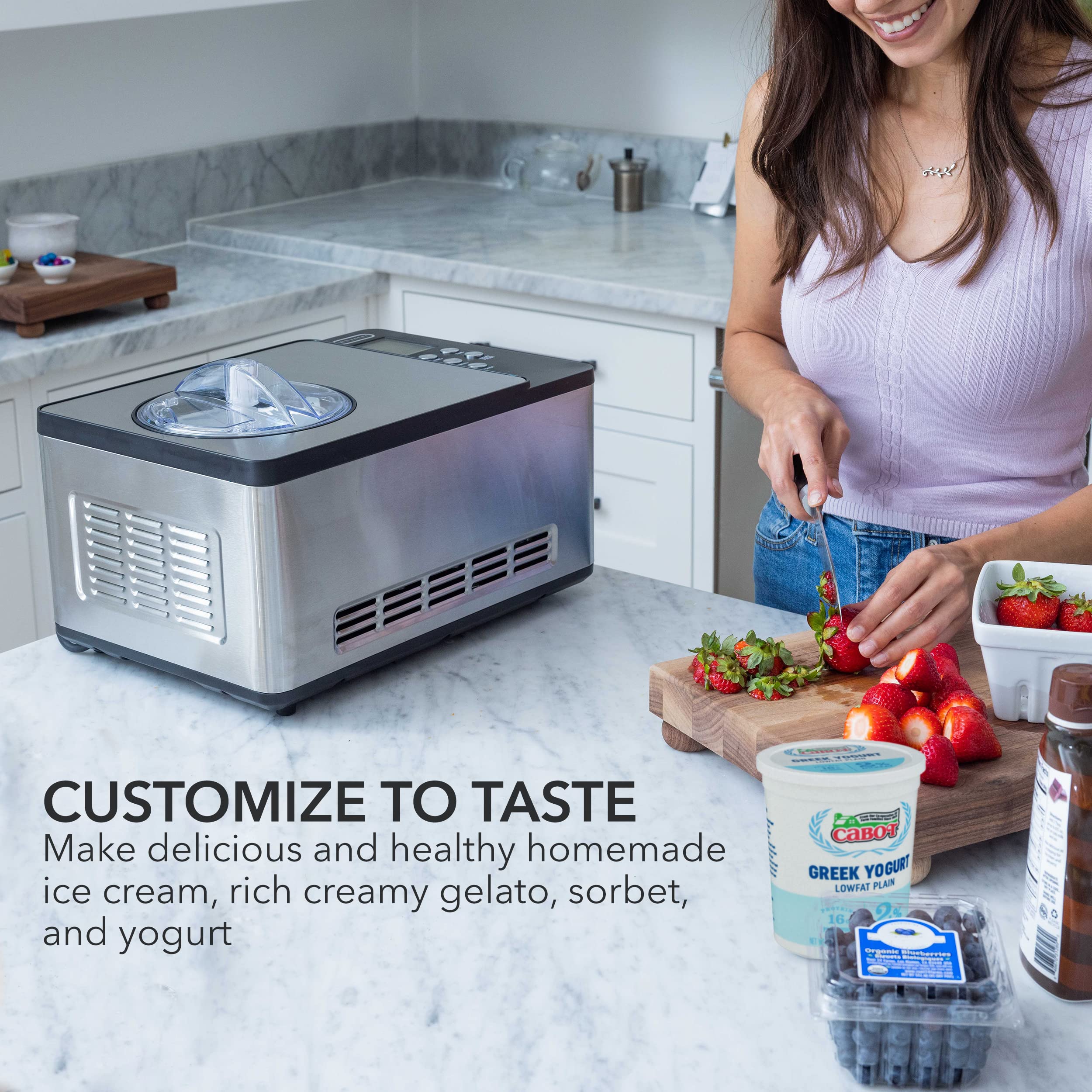 COWSAR 1.6 Quart Ice Cream Maker - Compressor Machine With No Pre-freezing Required