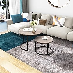 HOMERECOMMEND Round Coffee Tables Nesting Side Set